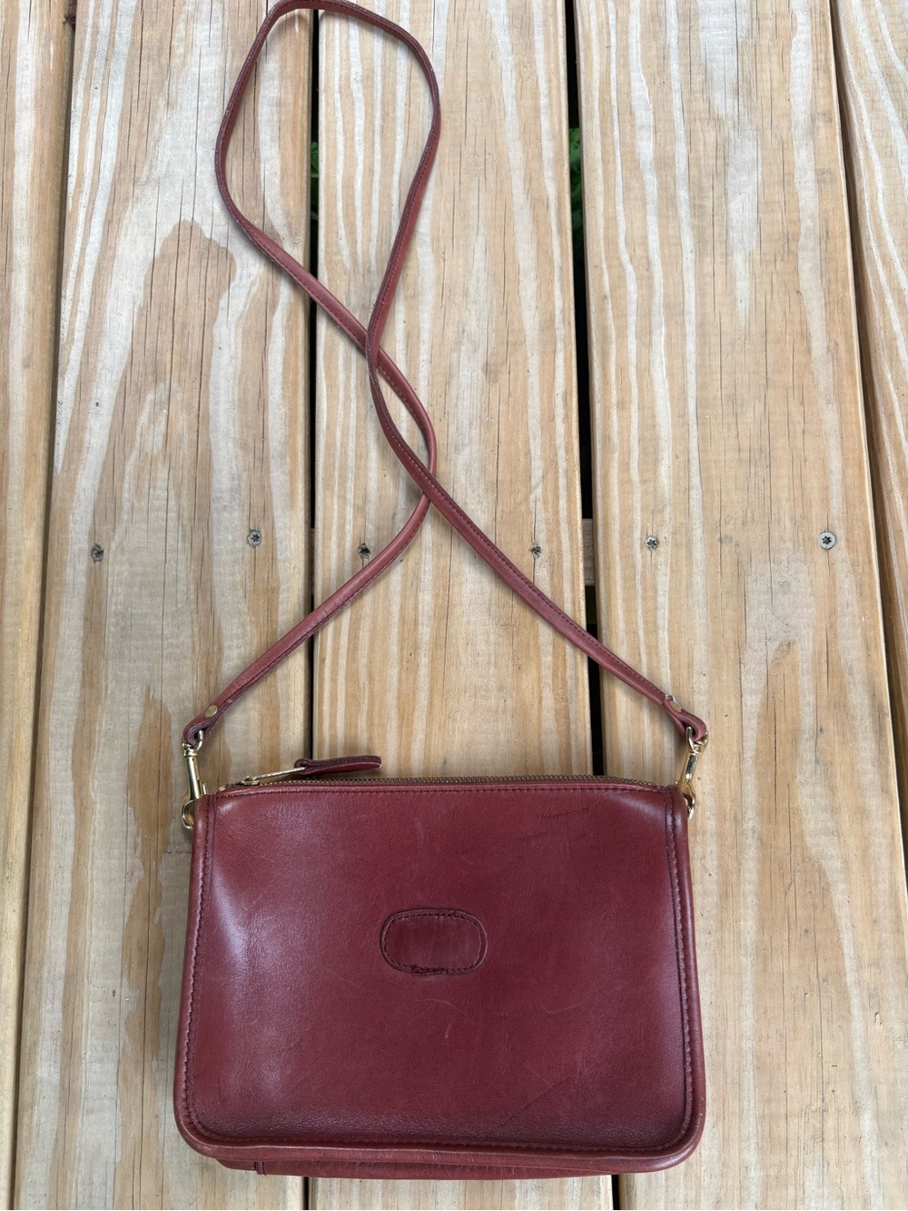 Vintage Red Leather Crossbody Bag